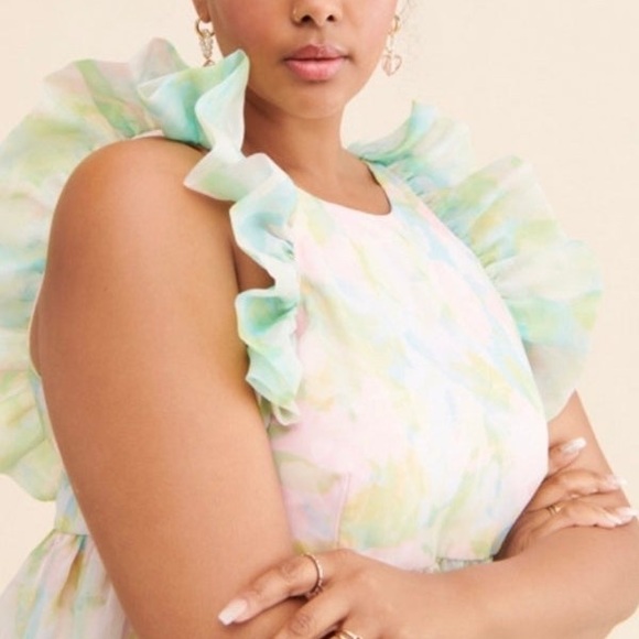 BNWT💚🌸 Selkie X Maison Armory XL Pastel Paints Romance Ruffle Gown 🌸💚 - Picture 6 of 6